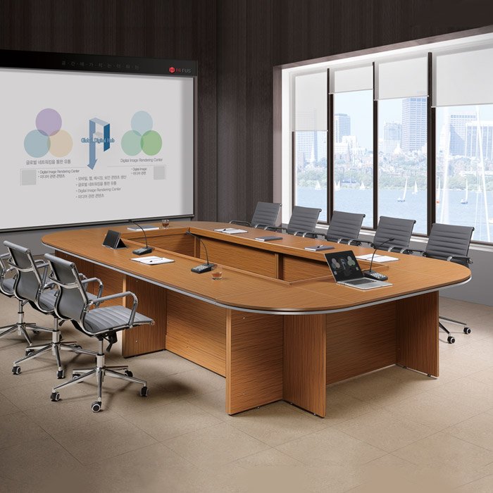중역 티크 클레버 ㅁ자형A 연결 회의용 회의 테이블 사무용가구, 사무실책상, 회의실책상, 사무실파티션